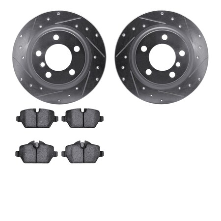 Dynamic Friction Company Rear Brake Rotors-Drilled and Slotted-Silver with 5000 Euro Ceramic Brake Pads 7602-32011